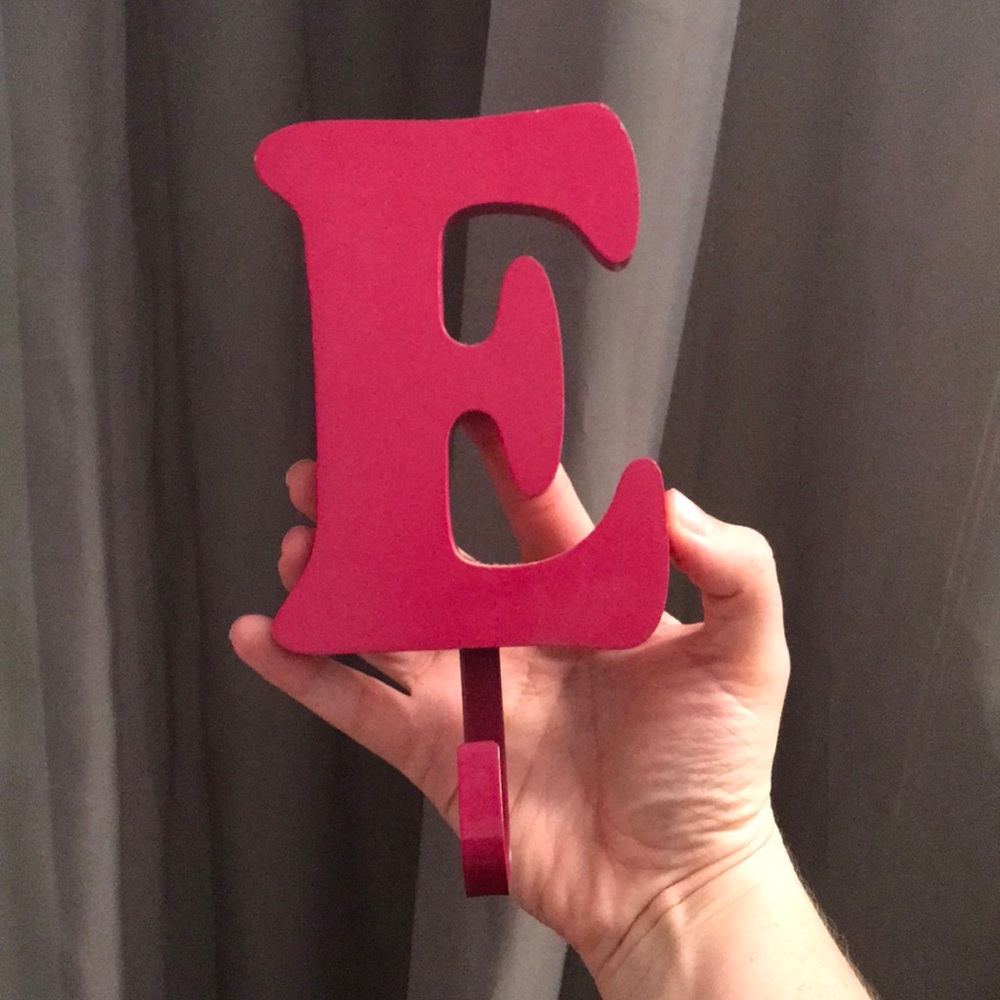 An “E” jewelry/hand towel hanger!